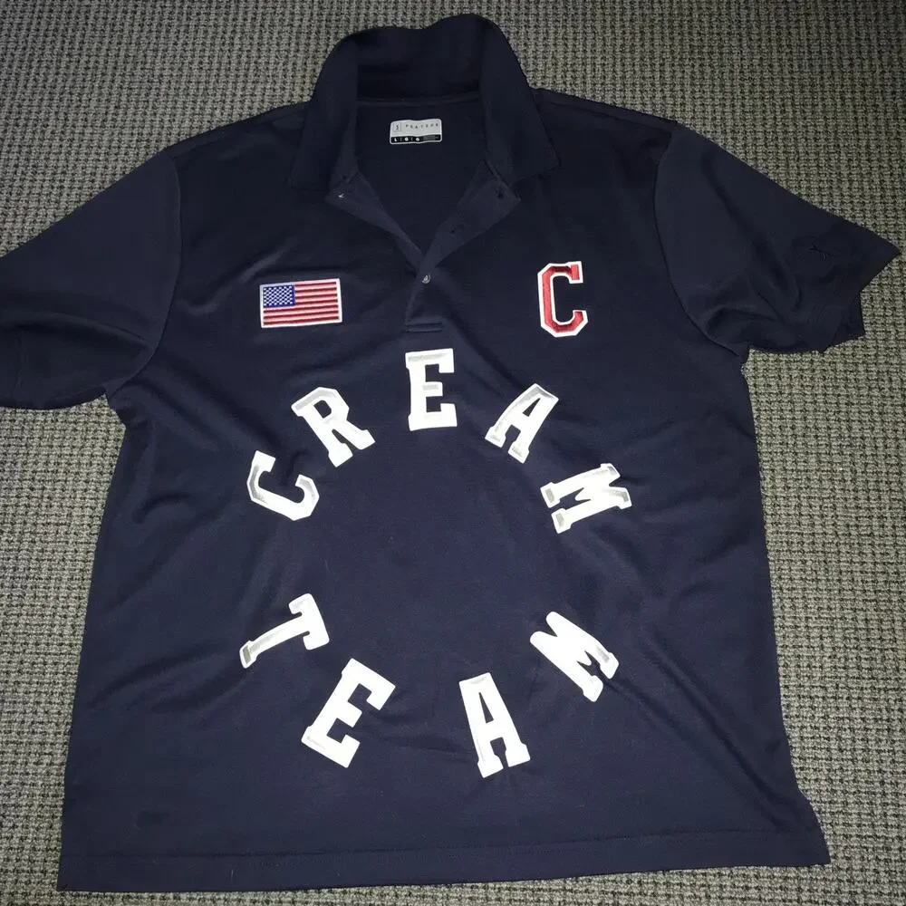 PGA Tour USA‎ Captain Cream Team Large Navy Polo Shirt